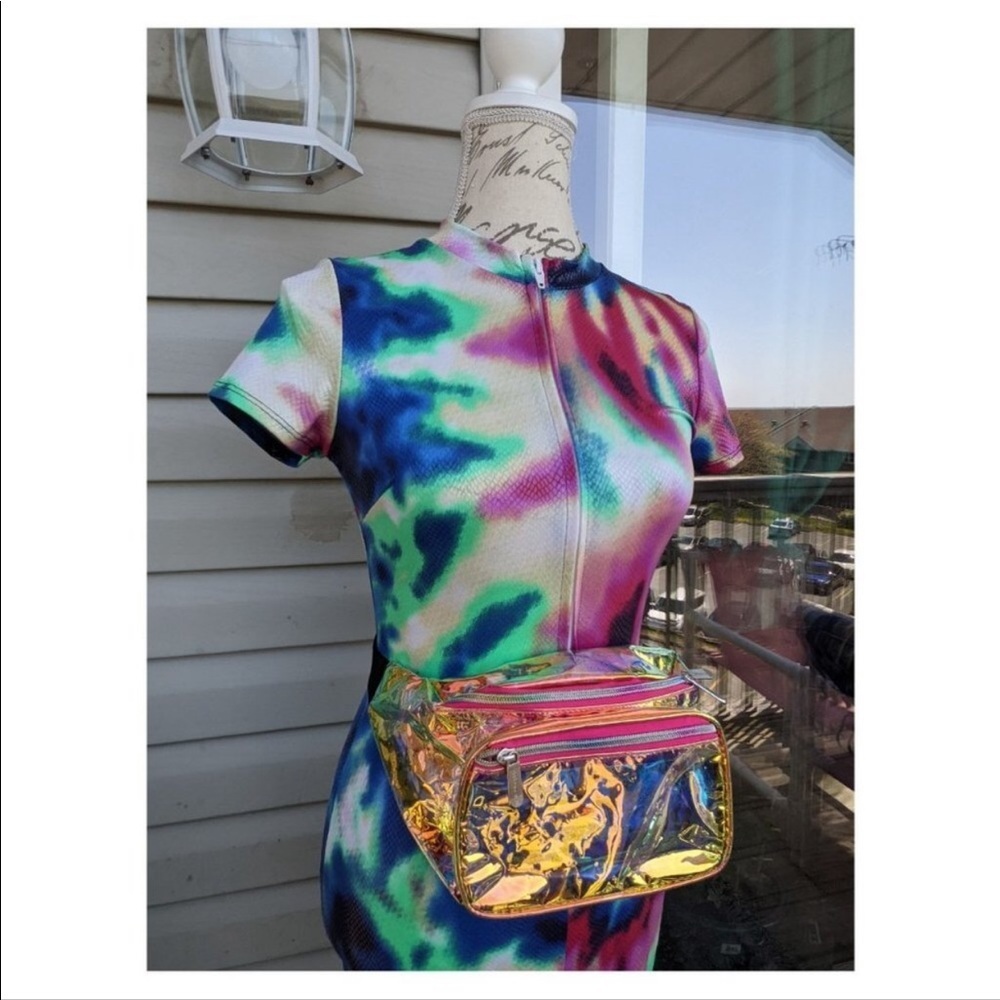 NWOT Kimcine Neon Curve Beautiful Tie Dye Short Sleeve Maxi Dress - Picture 3 of 6